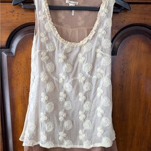 Marineblu Cream Floral Embroidered Blouse